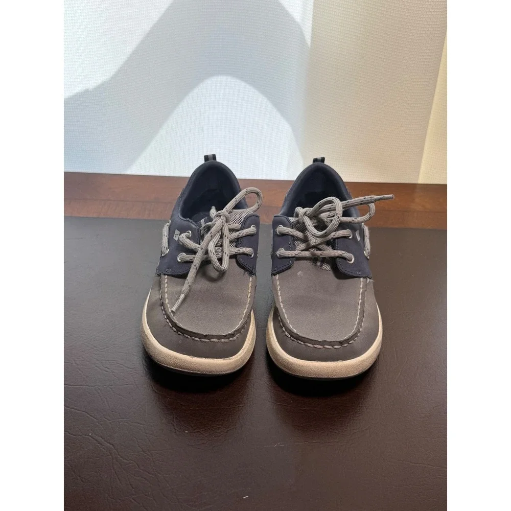 Sperry Top-Sider Kids Grey Navy Boat Shoes Loafers STK265251 Size 13M